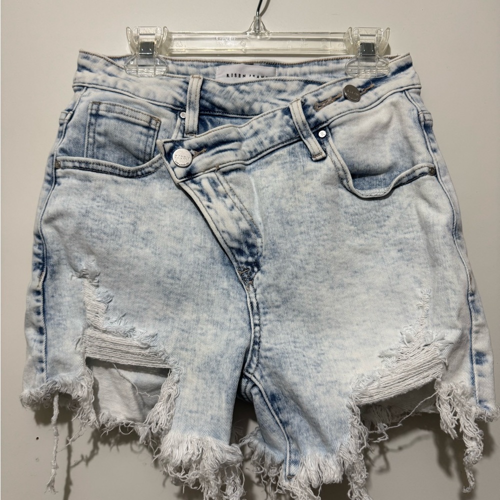 Risen Jeans High-Waisted Distressed Acid Washed Shorts